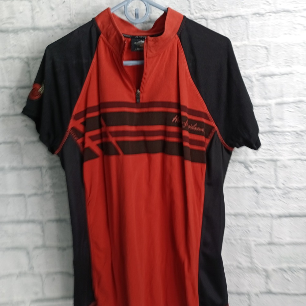 Harley-Davidson Womens 2XL H-D Performance Quarter Zip Shirt Orange Black Biker